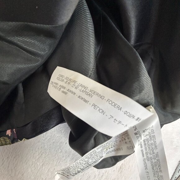 Zara Basic Womens Black Floral Shawl Collar Blazer Jacket Small Lined New $99 - Picture 5 of 9